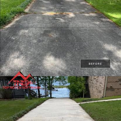 Before and after driveway pressure washing