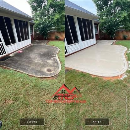 Before and after concrete patio cleaning